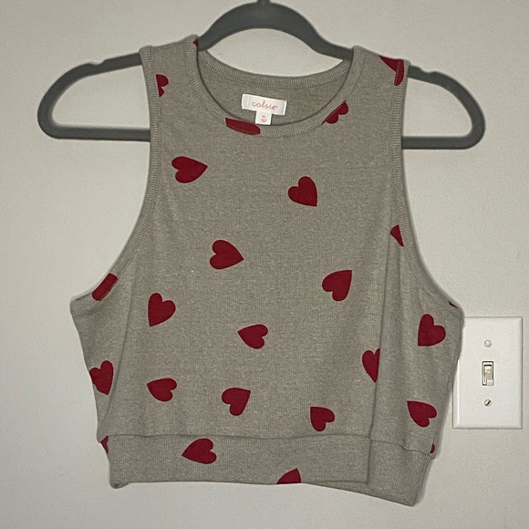 COLSIE Grey Tank Top With Heart Print - Picture 2 of 4